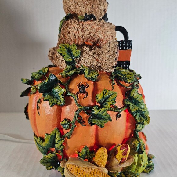Vintage Gloria Jeans Exclusive Halloween Light Up Pumpkin With Cute Bear - Picture 4 of 12